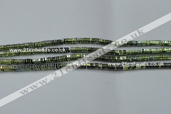 CHE836 15.5 inches 1*3mm hexagon plated hematite beads wholesale