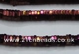 CHE837 15.5 inches 1*3mm hexagon plated hematite beads wholesale