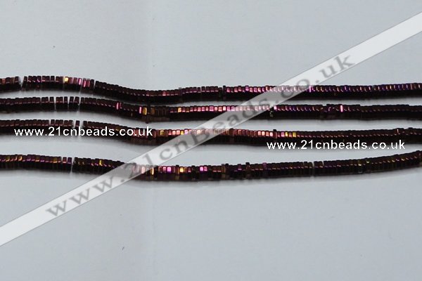 CHE837 15.5 inches 1*3mm hexagon plated hematite beads wholesale