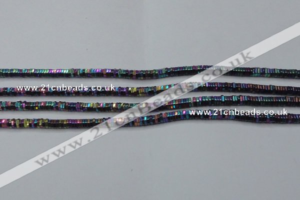 CHE838 15.5 inches 1*3mm hexagon plated hematite beads wholesale