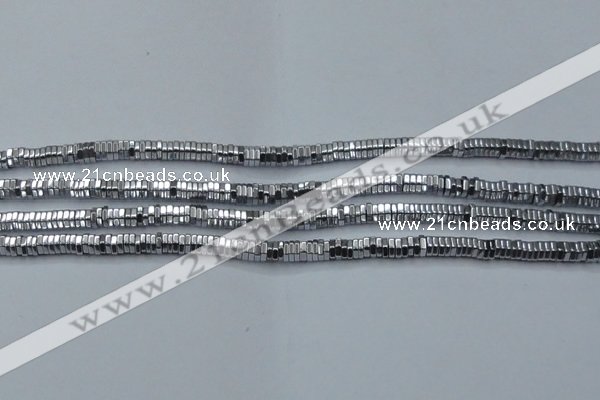 CHE841 15.5 inches 1*4mm hexagon plated hematite beads wholesale