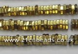 CHE843 15.5 inches 1*4mm hexagon plated hematite beads wholesale