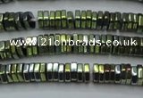 CHE844 15.5 inches 1*4mm hexagon plated hematite beads wholesale