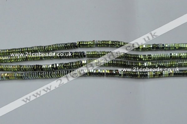 CHE844 15.5 inches 1*4mm hexagon plated hematite beads wholesale