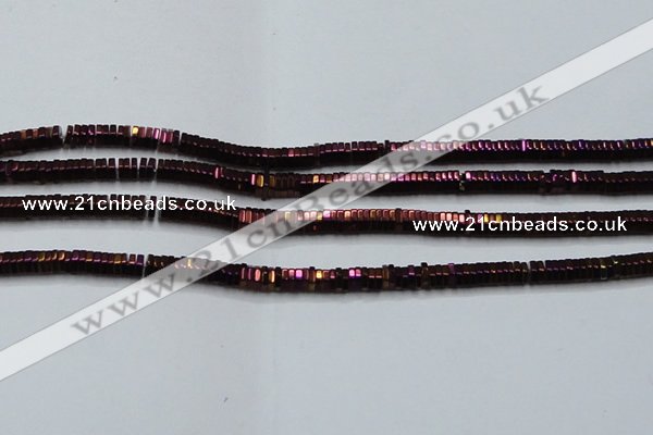 CHE845 15.5 inches 1*4mm hexagon plated hematite beads wholesale