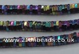 CHE846 15.5 inches 1*4mm hexagon plated hematite beads wholesale