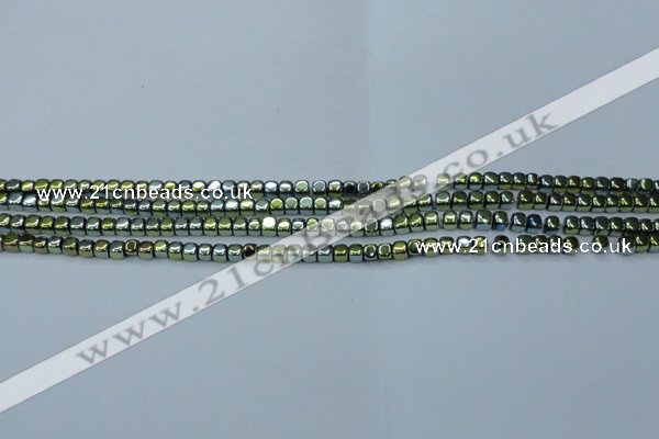 CHE855 15.5 inches 2*2mm dice platedhematite beads wholesale