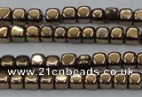 CHE867 15.5 inches 4*4mm dice platedhematite beads wholesale