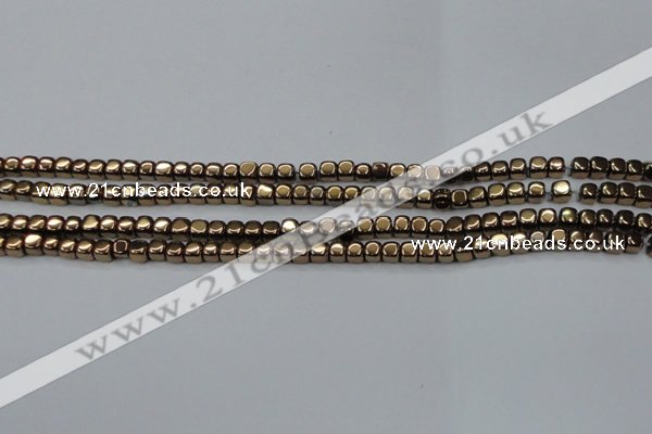 CHE867 15.5 inches 4*4mm dice platedhematite beads wholesale