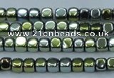 CHE869 15.5 inches 4*4mm dice platedhematite beads wholesale