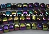 CHE871 15.5 inches 4*4mm dice platedhematite beads wholesale