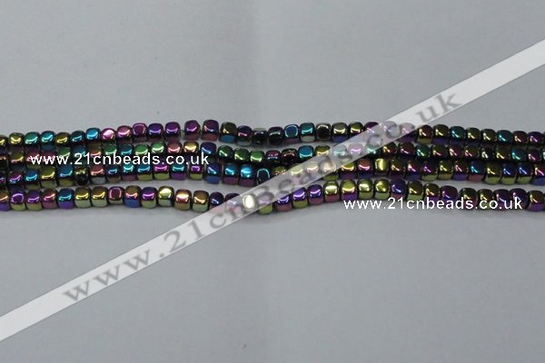 CHE871 15.5 inches 4*4mm dice platedhematite beads wholesale