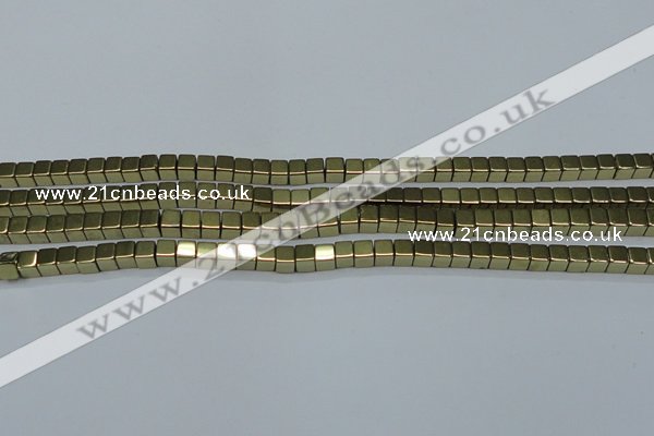 CHE880 15.5 inches 3*3mm cube plated hematite beads wholesale