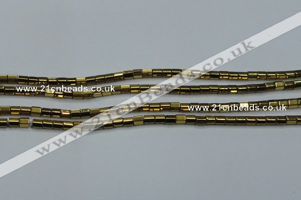 CHE889 15.5 inches 2*2mm faceted tube plated hematite beads wholesale