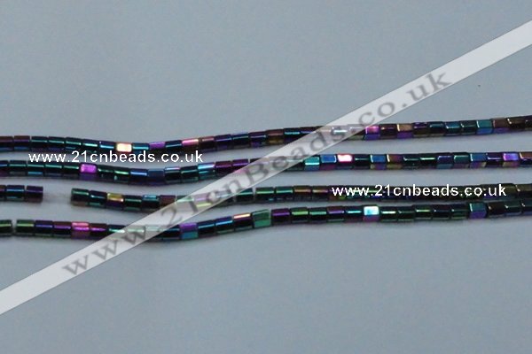 CHE891 15.5 inches 2*2mm faceted tube plated hematite beads wholesale