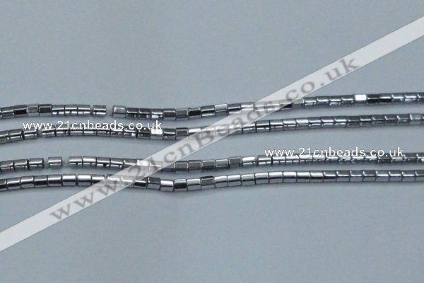 CHE896 15.5 inches 3*3mm faceted tube plated hematite beads wholesale