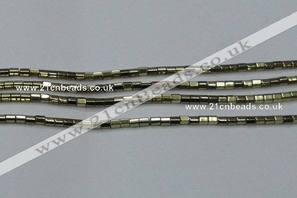 CHE898 15.5 inches 3*3mm faceted tube plated hematite beads wholesale