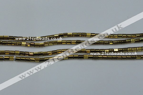 CHE899 15.5 inches 3*3mm faceted tube plated hematite beads wholesale