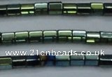 CHE900 15.5 inches 3*3mm faceted tube plated hematite beads wholesale