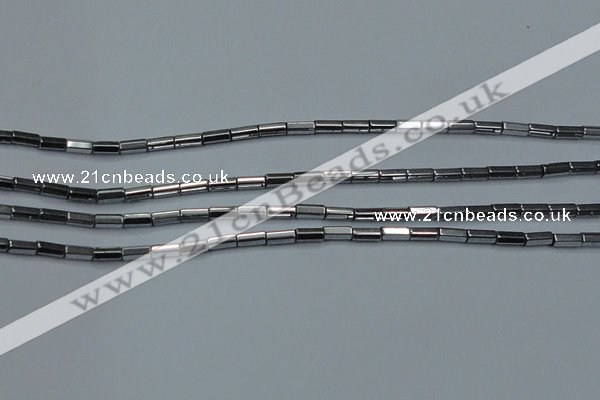 CHE905 15.5 inches 2*4mm faceted tube plated hematite beads wholesale