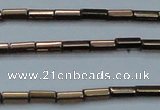 CHE906 15.5 inches 2*4mm faceted tube plated hematite beads wholesale