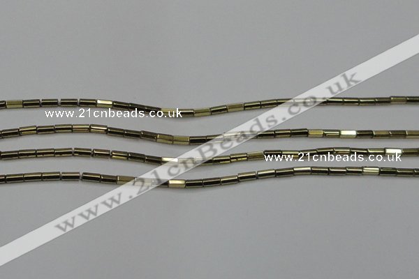 CHE907 15.5 inches 2*4mm faceted tube plated hematite beads wholesale