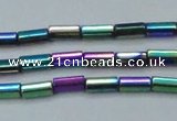 CHE910 15.5 inches 2*4mm faceted tube plated hematite beads wholesale