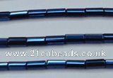 CHE911 15.5 inches 2*4mm faceted tube plated hematite beads wholesale