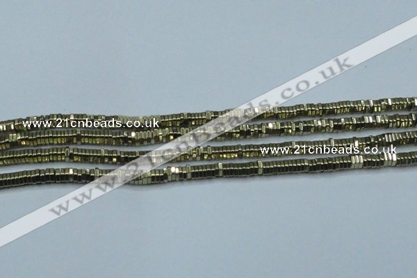 CHE914 15.5 inches 1*3mm hexagon plated hematite beads wholesale