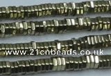 CHE915 15.5 inches 1*4mm hexagon plated hematite beads wholesale