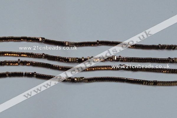 CHE919 15.5 inches 1*3mm triangle plated hematite beads wholesale