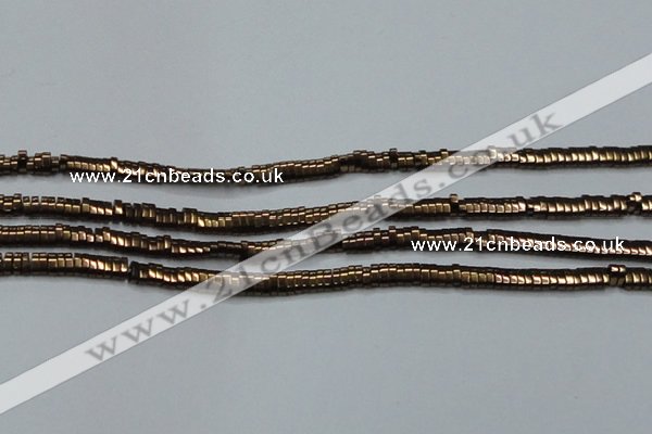 CHE929 15.5 inches 1*2*3mm oval plated hematite beads wholesale