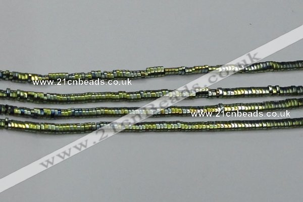 CHE932 15.5 inches 1*2*3mm oval plated hematite beads wholesale