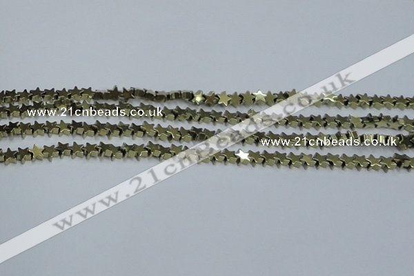 CHE937 15.5 inches 4mm star plated hematite beads wholesale