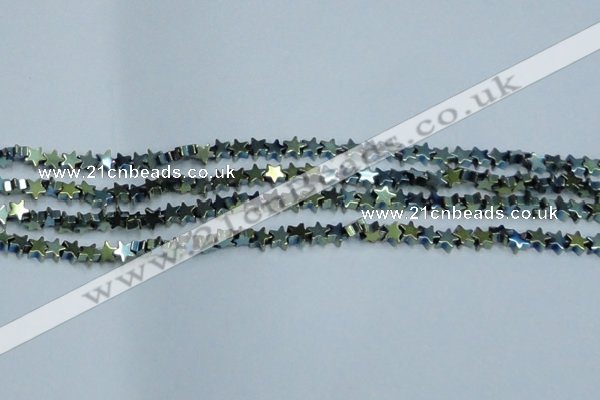 CHE941 15.5 inches 4mm star plated hematite beads wholesale