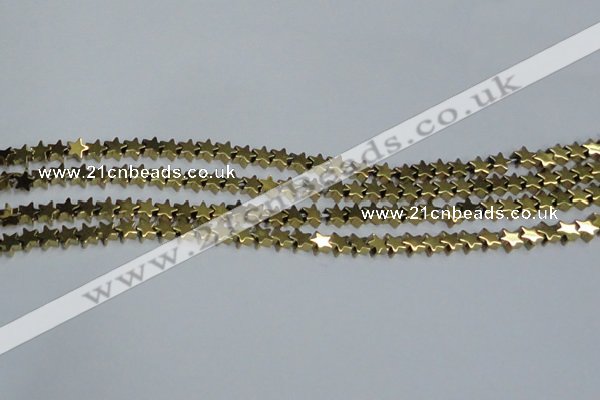 CHE947 15.5 inches 6mm star plated hematite beads wholesale