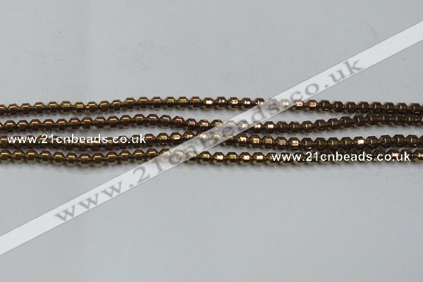 CHE975 15.5 inches 4*4mm plated hematite beads wholesale