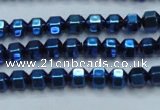 CHE987 15.5 inches 4*4mm plated hematite beads wholesale