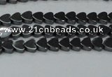 CHE990 15.5 inches 4*4mm heart hematite beads wholesale