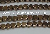 CHE993 15.5 inches 4*4mm heart plated hematite beads wholesale