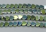 CHE994 15.5 inches 4*4mm heart plated hematite beads wholesale