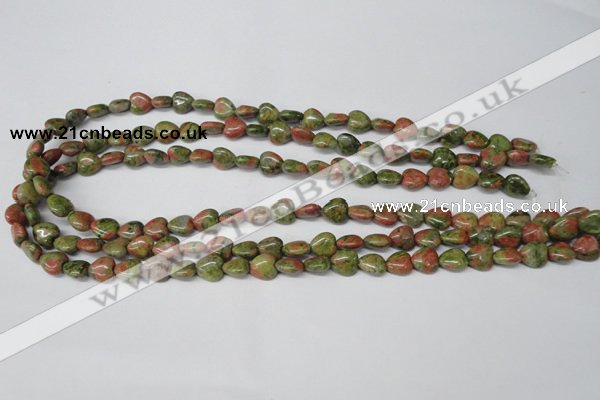 CHG01 15.5 inches 8*8mm heart unakite gemstone beads wholesale