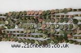 CHG100 15.5 inches 6mm flat heart unakite gemstone beads wholesale