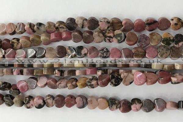 CHG102 15.5 inches 6mm flat heart rhodonite gemstone beads wholesale