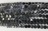 CHG106 15.5 inches 6mm flat heart black stone beads wholesale