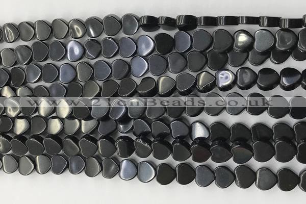 CHG106 15.5 inches 6mm flat heart black stone beads wholesale