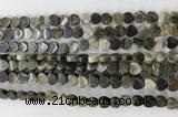 CHG112 15.5 inches 6mm flat heart black silver leaf beads wholesale