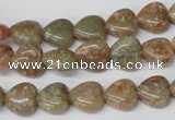 CHG14 15.5 inches 10*10mm heart New unakite gemstone beads wholesale