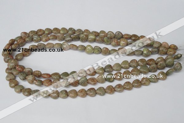 CHG14 15.5 inches 10*10mm heart New unakite gemstone beads wholesale