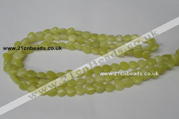 CHG16 15.5 inches 10*10mm heart lemon jade gemstone beads wholesale